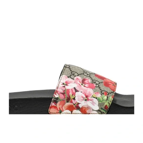 Gucci Black and Pink Floral Sandals - Picture 3 of 7